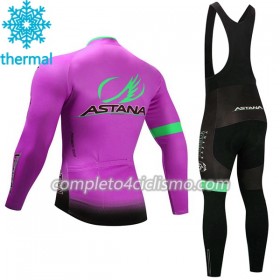 Completo Maglia ML + Pantaloncino con bretelle ML 2017 Astana Pro Team N003 Winter Invernale